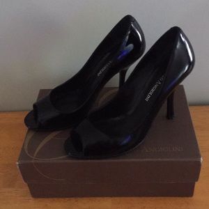 Enzo Angiolini Black Patent  Peep-Toe Heels